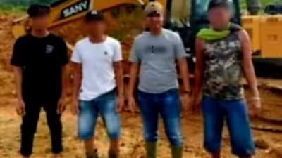 Beredar Foto, Diduga Oknum Polisi Terlibat di Dalam Tambang Emas Ilegal di Lingga Bayu