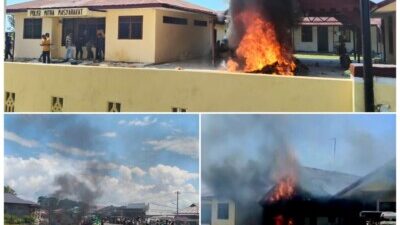 Kantor Polsek MBG Terbakar Pasca Protes Dugaan Pelepasan Pengedar Narkoba